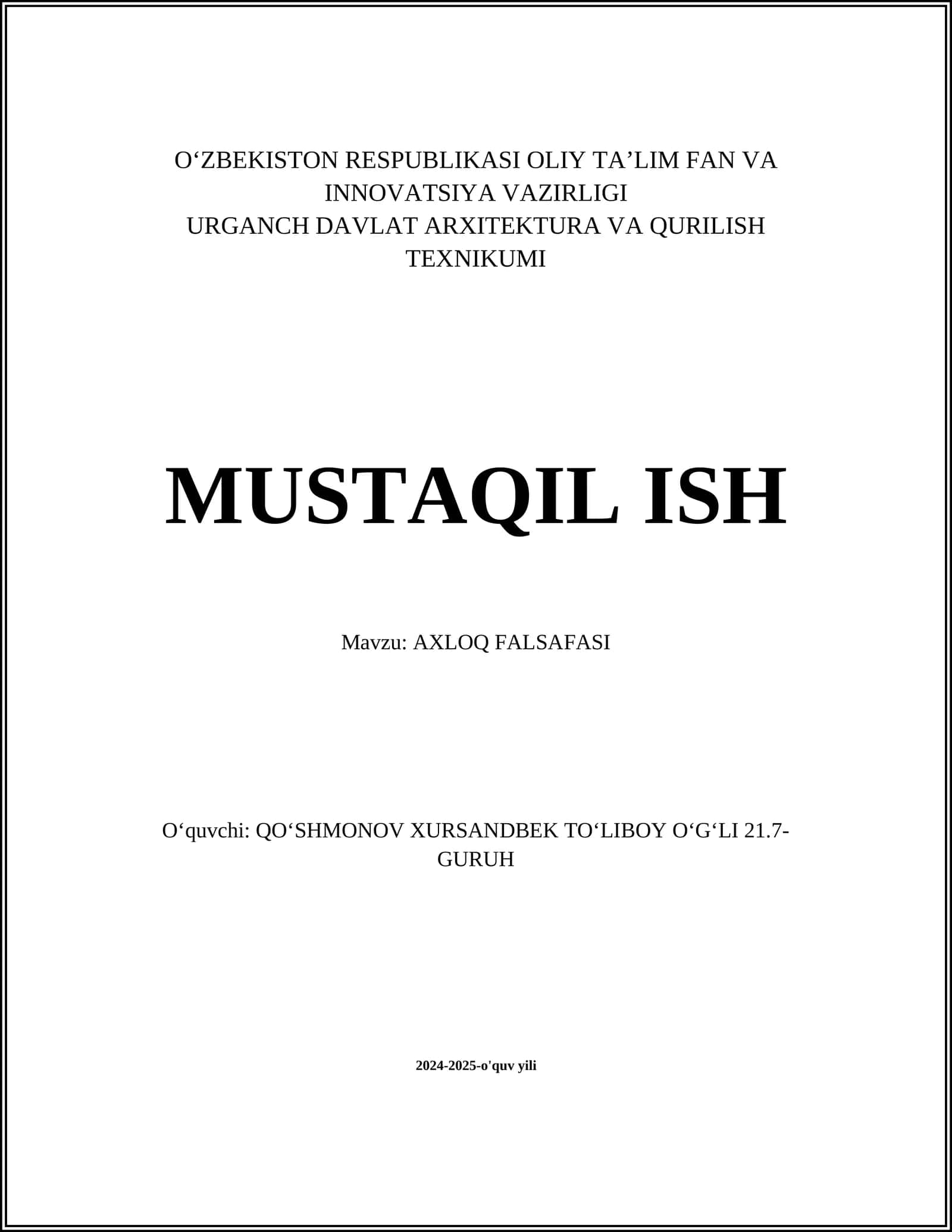 AXLOQ FALSAFASI 1