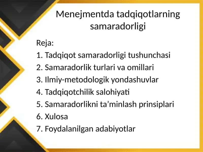 Tadqiqot samaradorligi 1