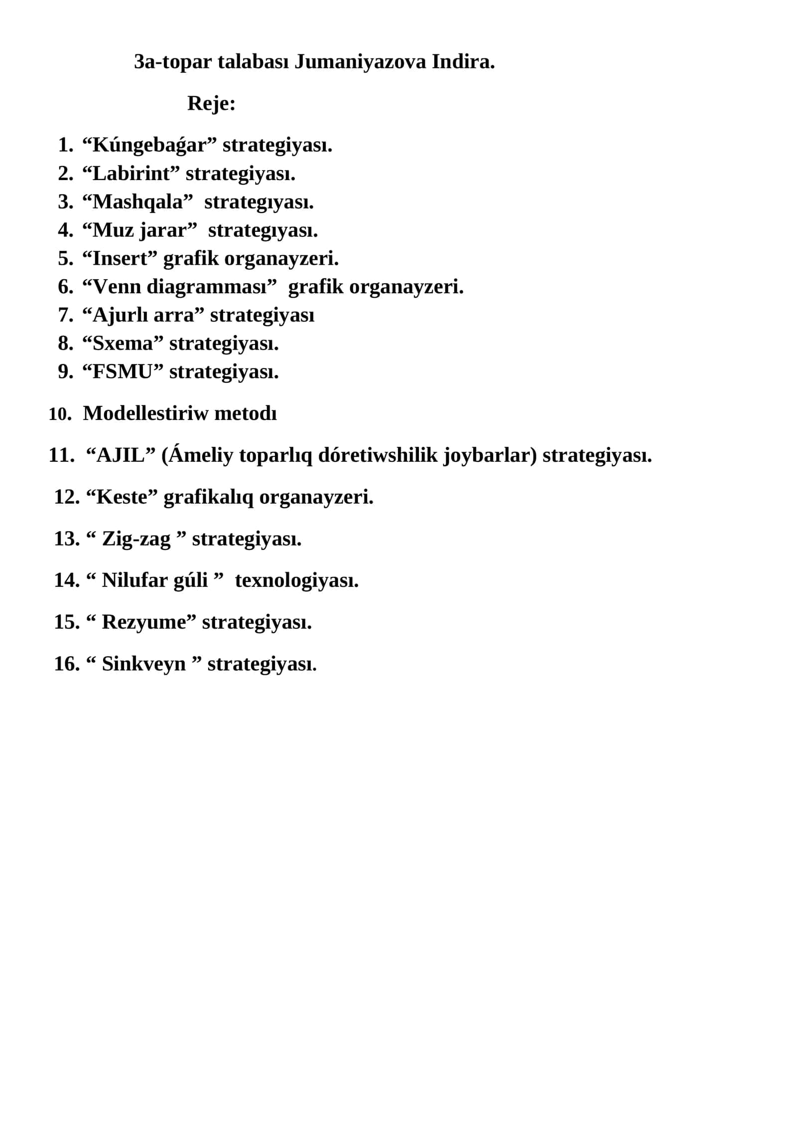 Kúngebaǵar strategiyası 1