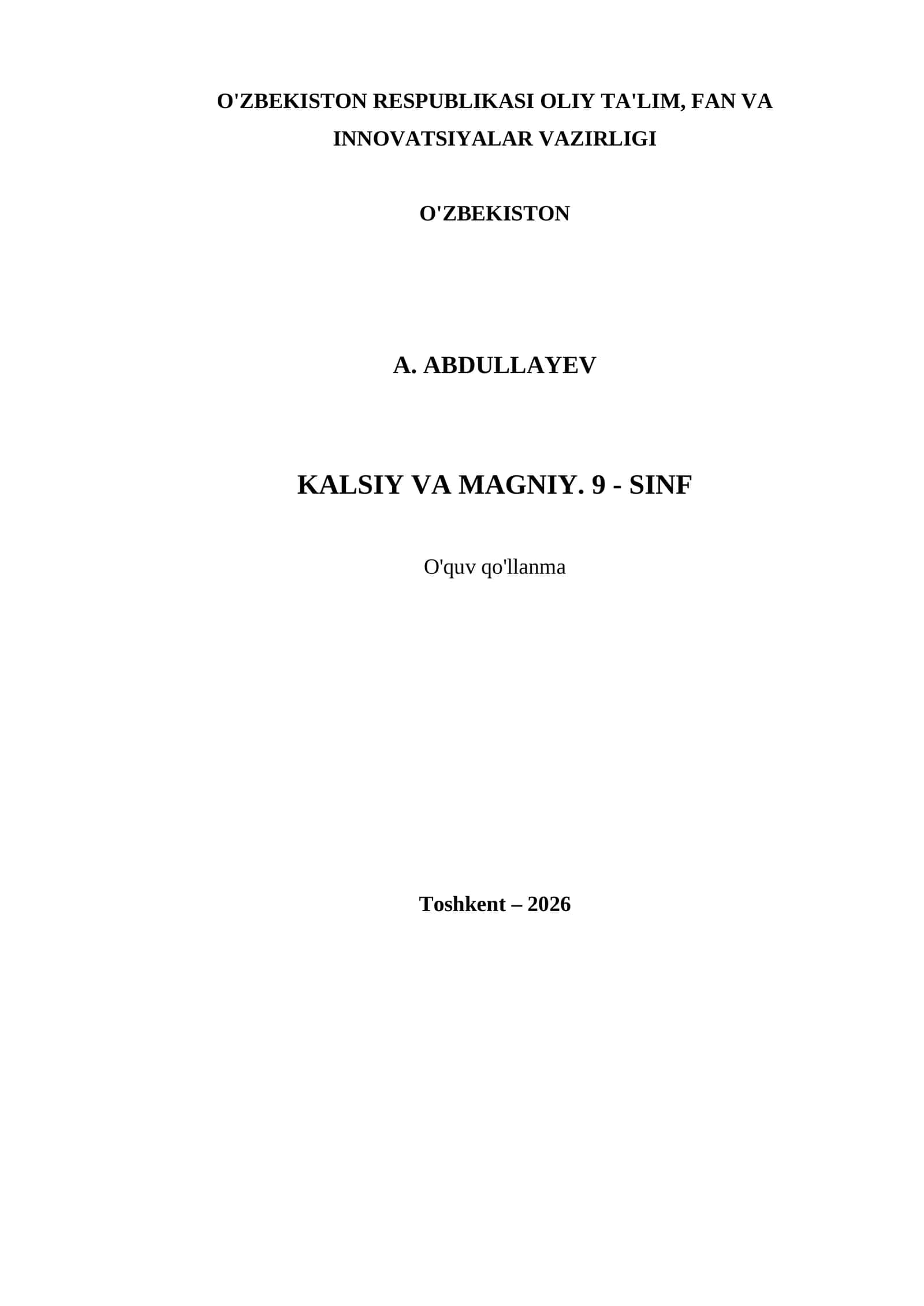 KALSIY VA MAGNIY. 9 - SINF 1