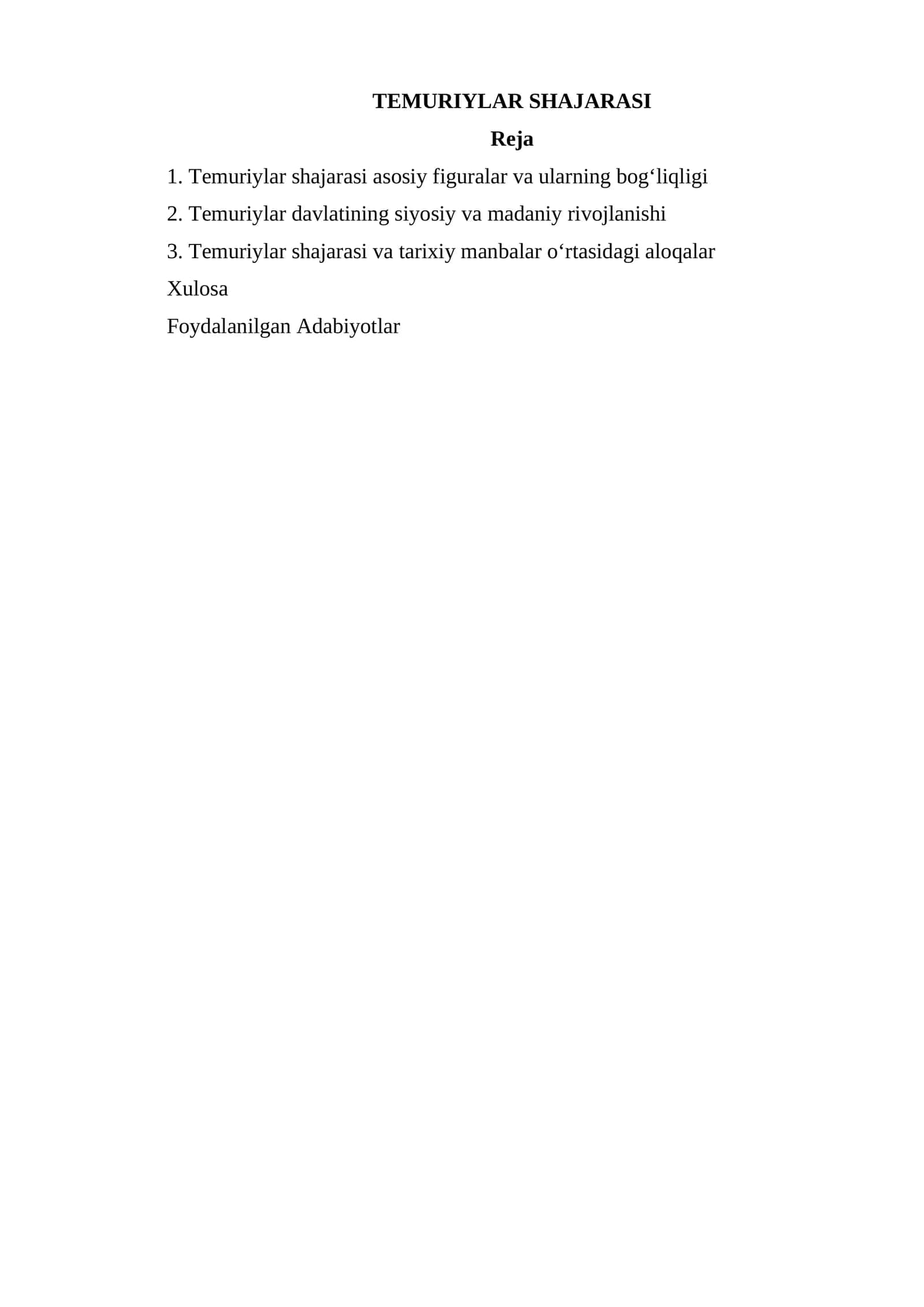 TEMURIYLAR SHAJARASI 1