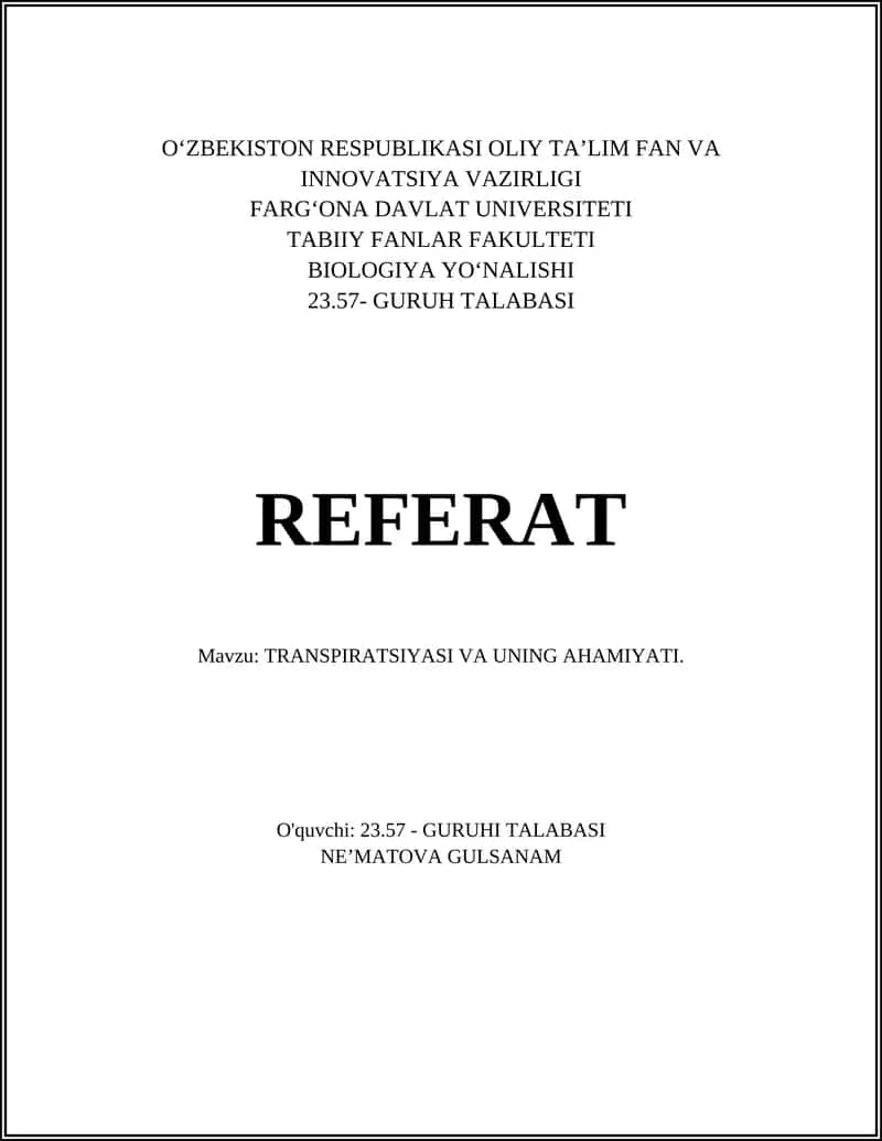 TRANSPIRATSIYASI VA UNING AHAMIYATI 1