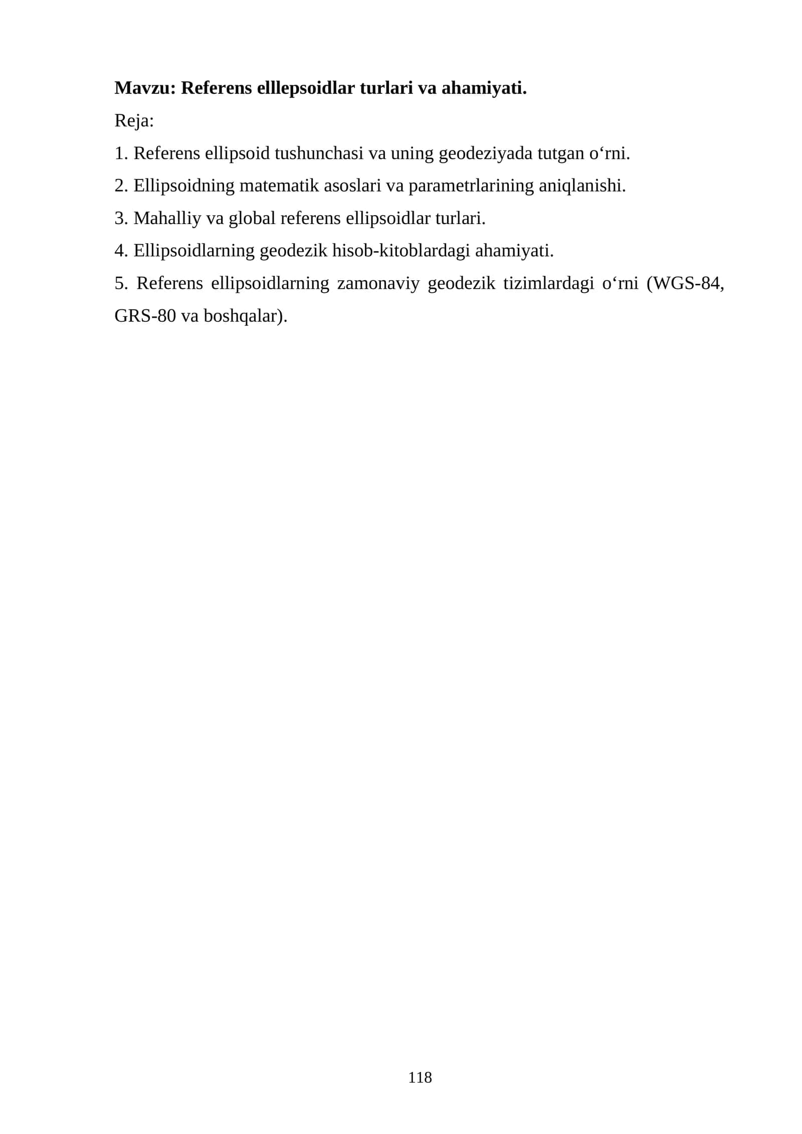 Referens ellipsoidal turlari va ahamiyati 1