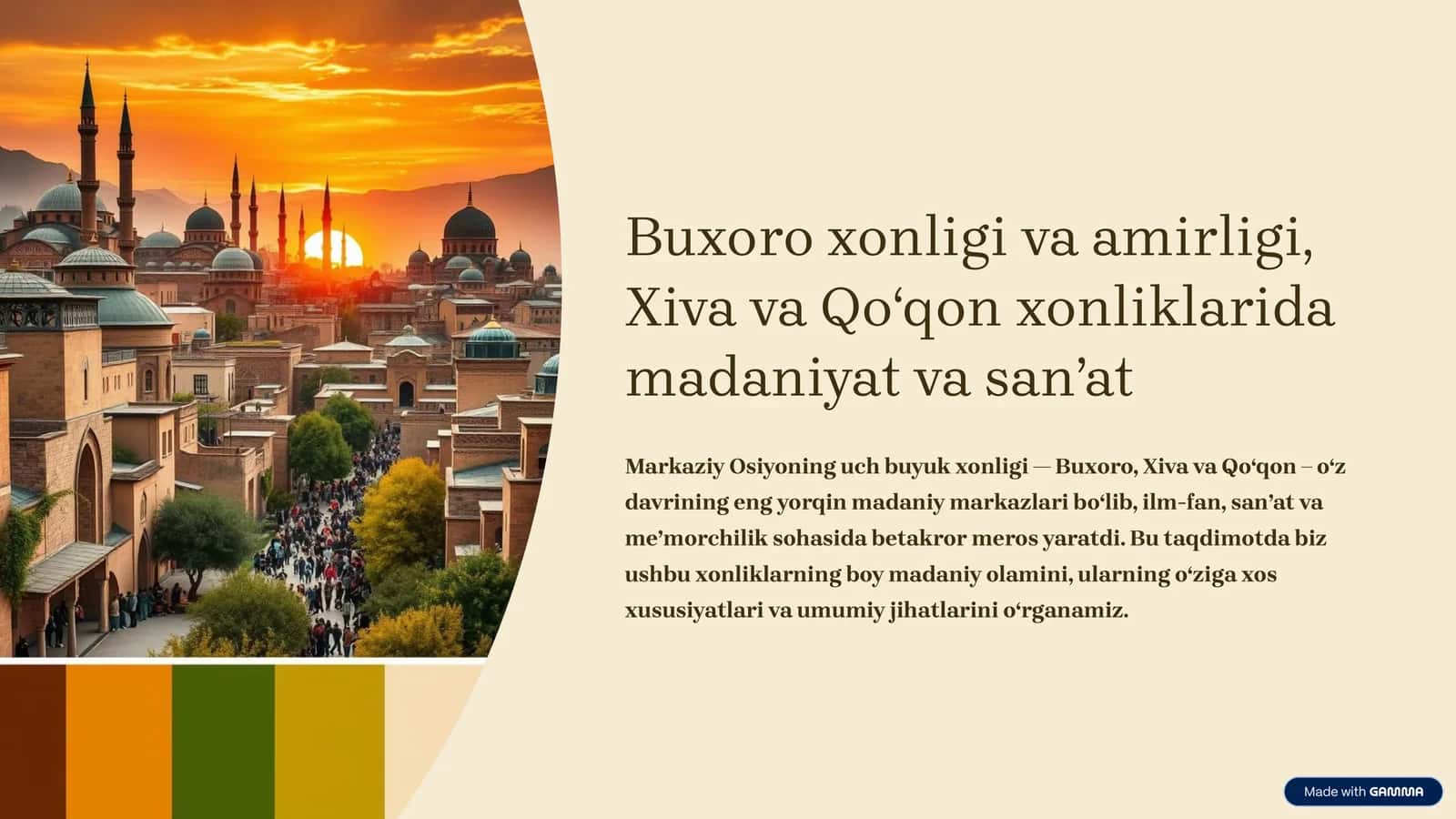 Buxoro xonligi va amirligi, Xiva va Qoʻqon xonliklarida madaniyat va sanʼat 1