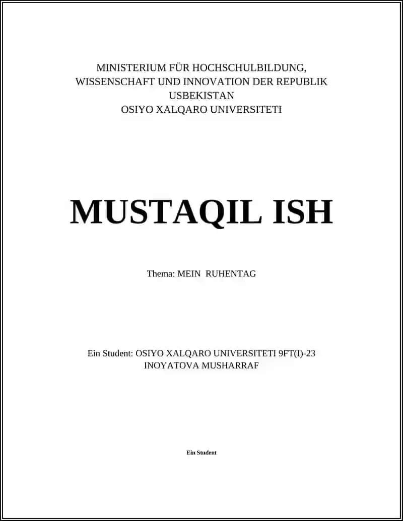 MEIN RUHENTAG 1
