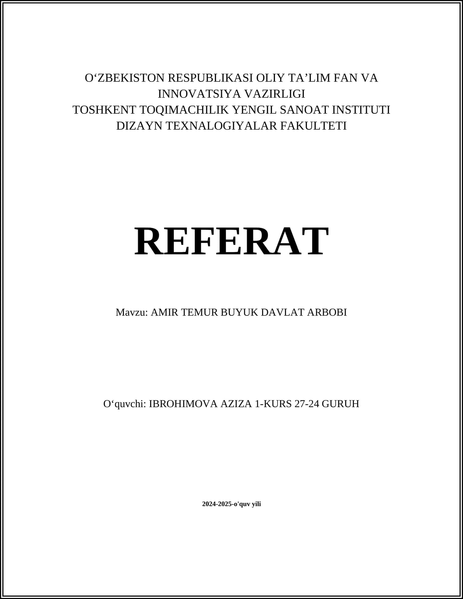 AMIR TEMUR BUYUK DAVLAT ARBOBI 1