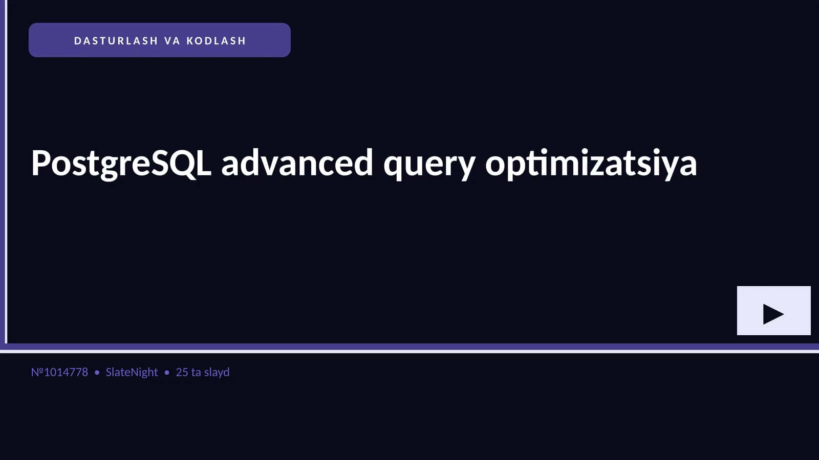 PostgreSQL advanced query optimizatsiya 1