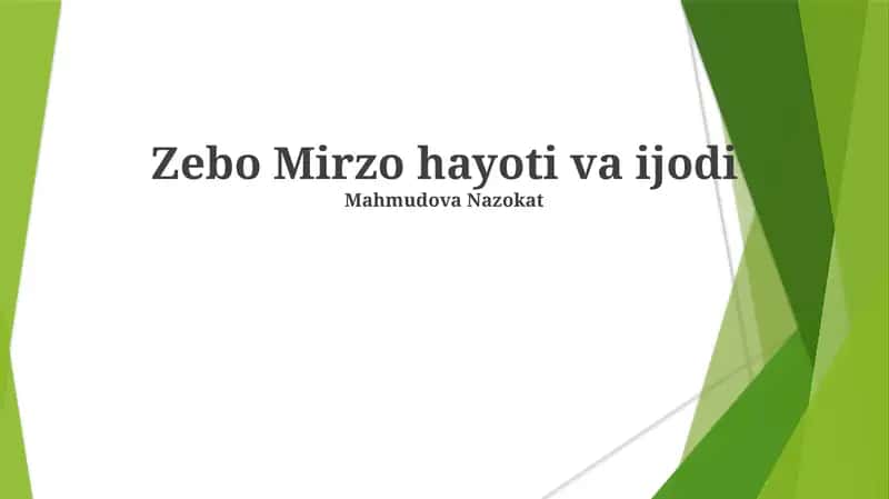 Zebo Mirzo hayoti va ijodi 1