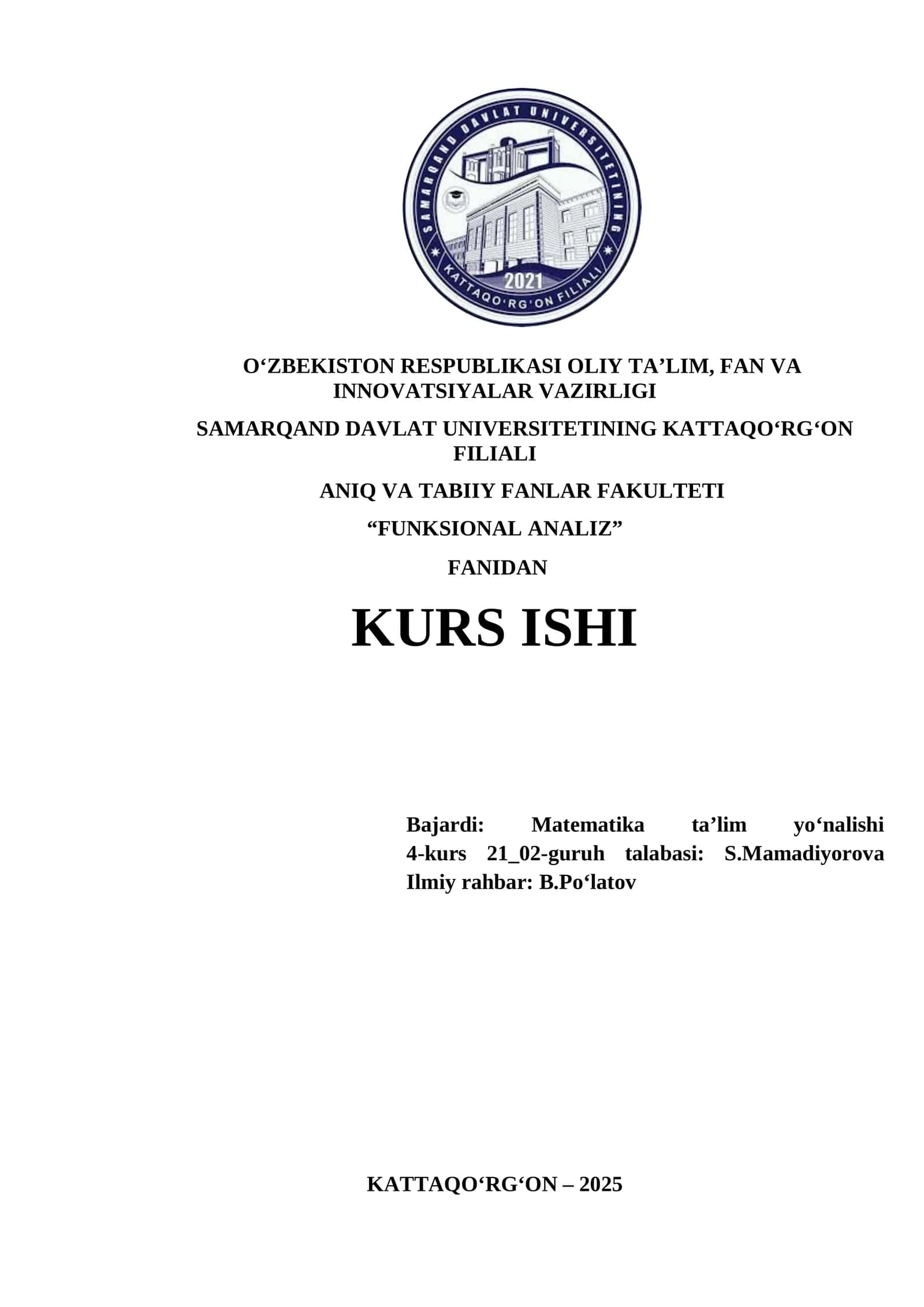 Teskari operatorlar va ularning xossalari 1