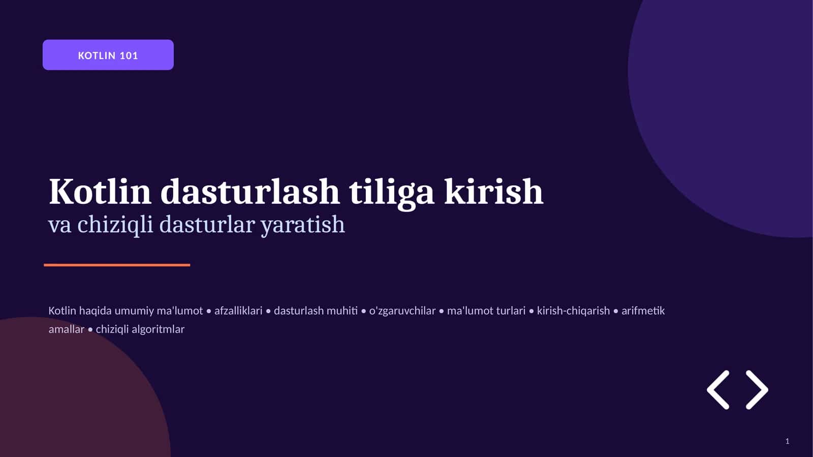 Kotlin dasturlash tiliga kirish 1