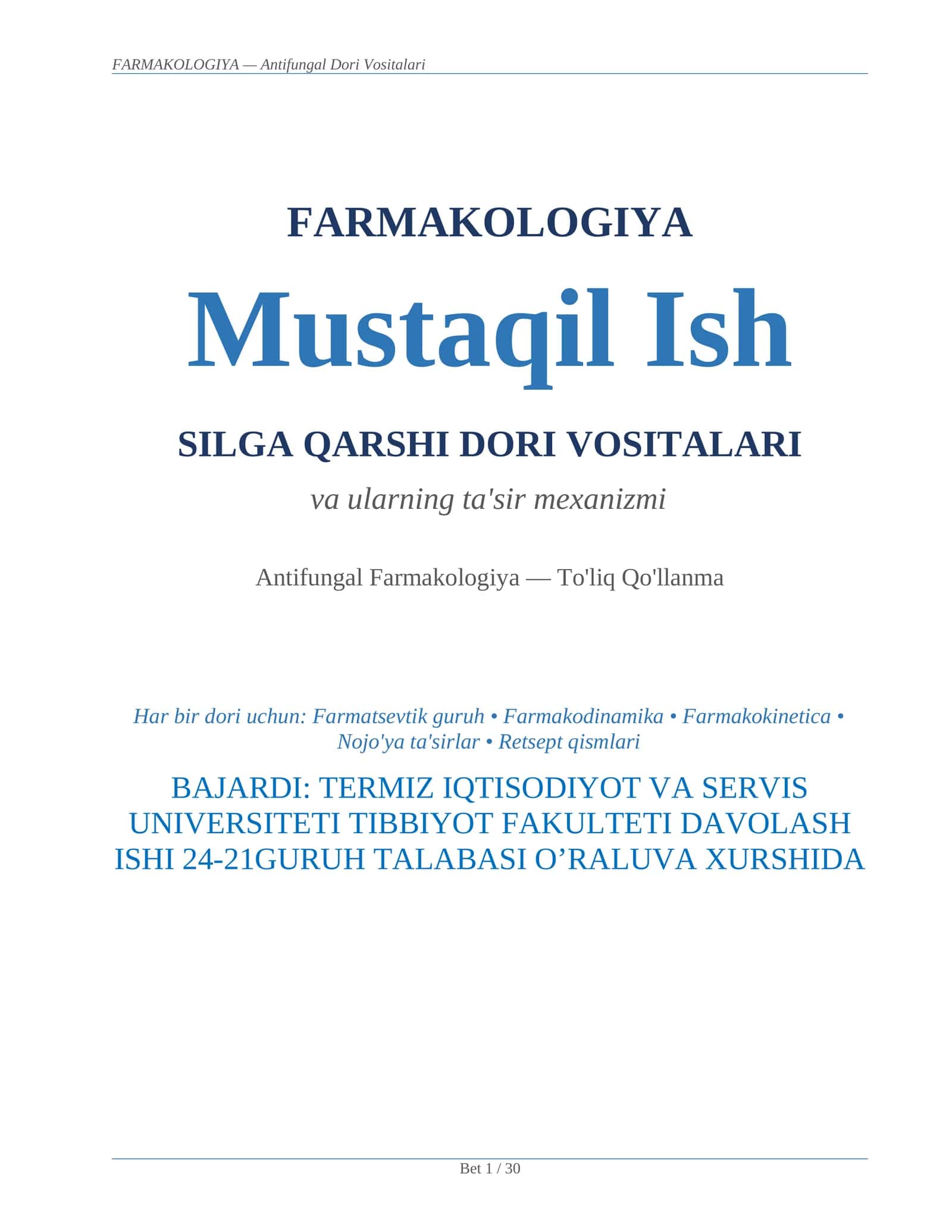 SILGA QARSHI DORI VOSITALARI MUSTAQIL ISH 1