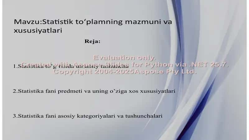 Statistika fanining umumiy tushunchasi 1