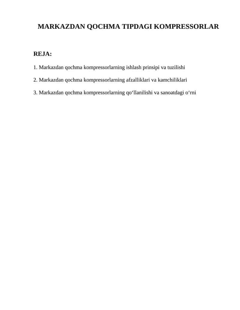 Markazdan qochma kompressorlar 1