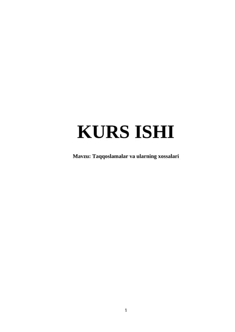 Taqqoslamalar va ularning xossalari 1