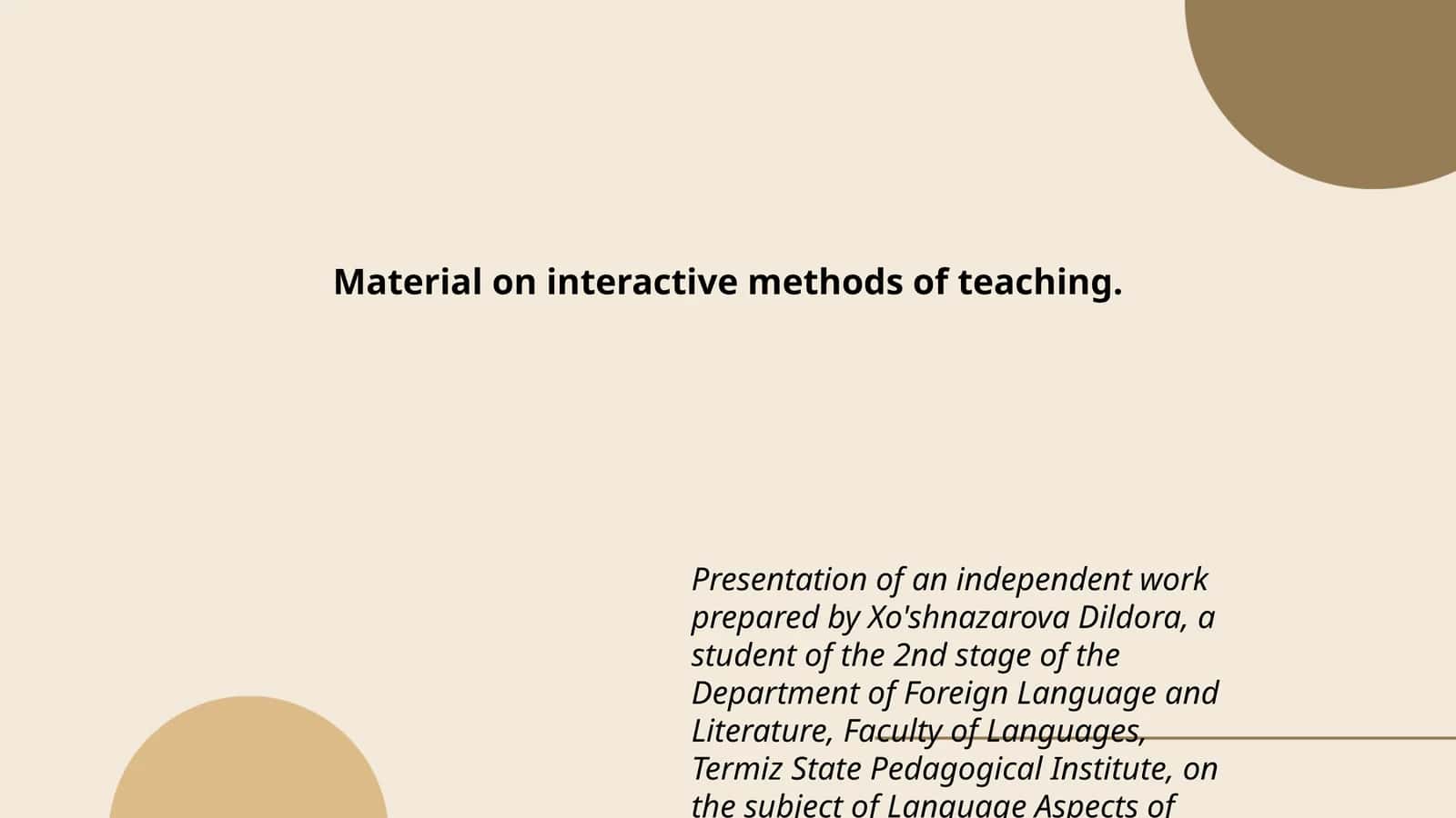 Material on interactive methods of teaching 1