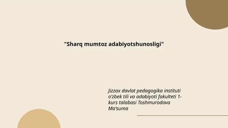 Sharq mumtoz adabiyotshunosligi 1