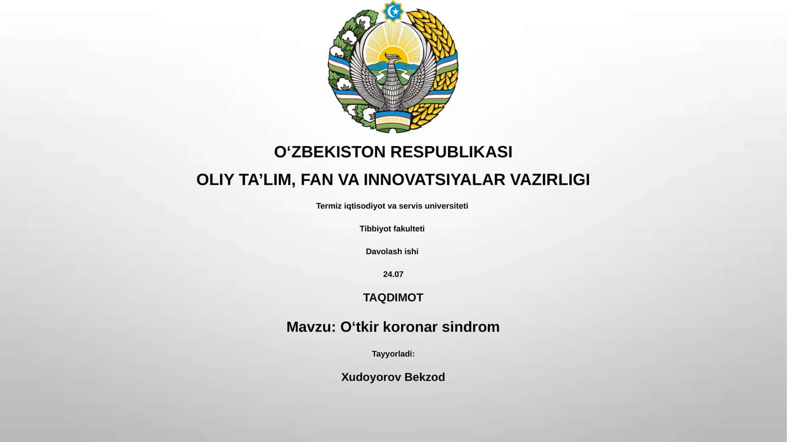 Oʻtkir koronar sindrom 1