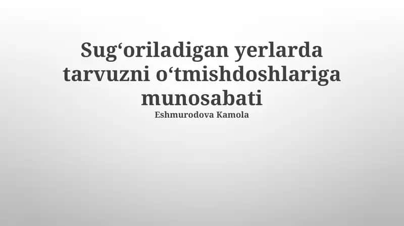Sugʻoriladigan yerlarda tarvuzni oʻtmishdoshlariga munosabati 1