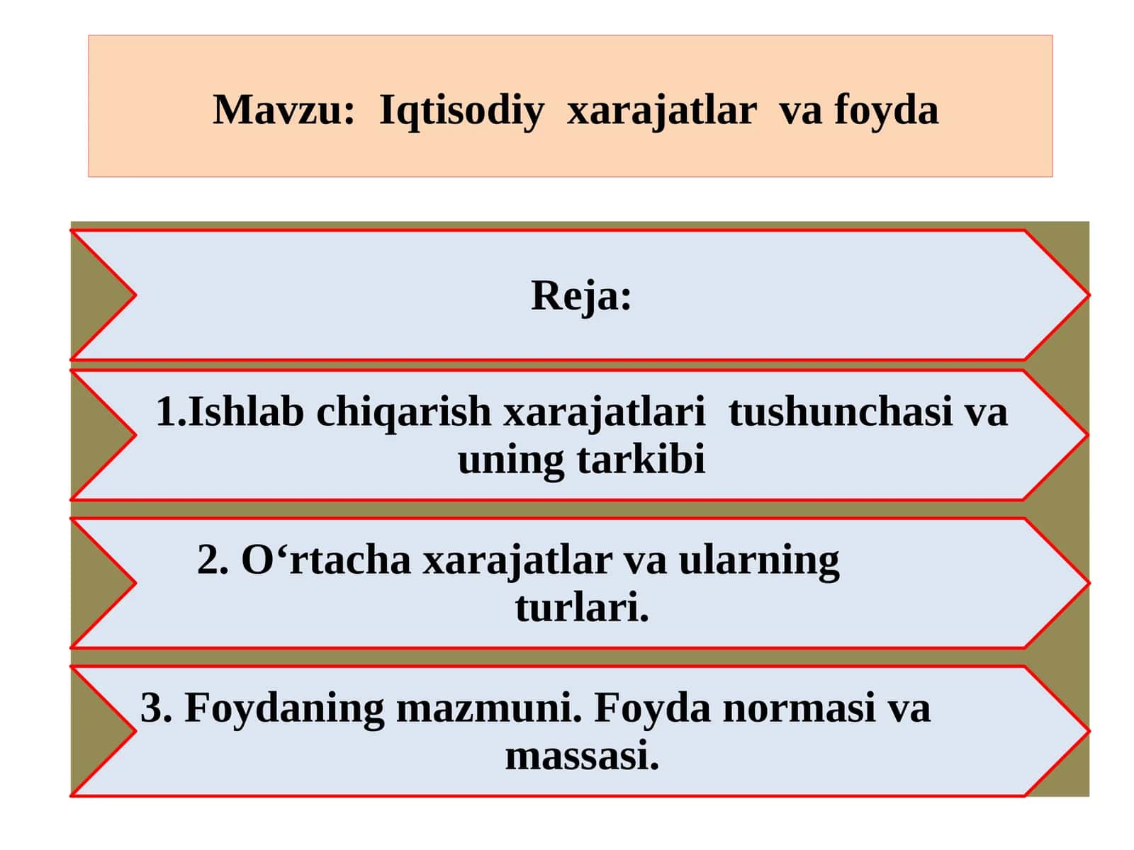 Ishlabchiqarish xarajatlari va foyda 1
