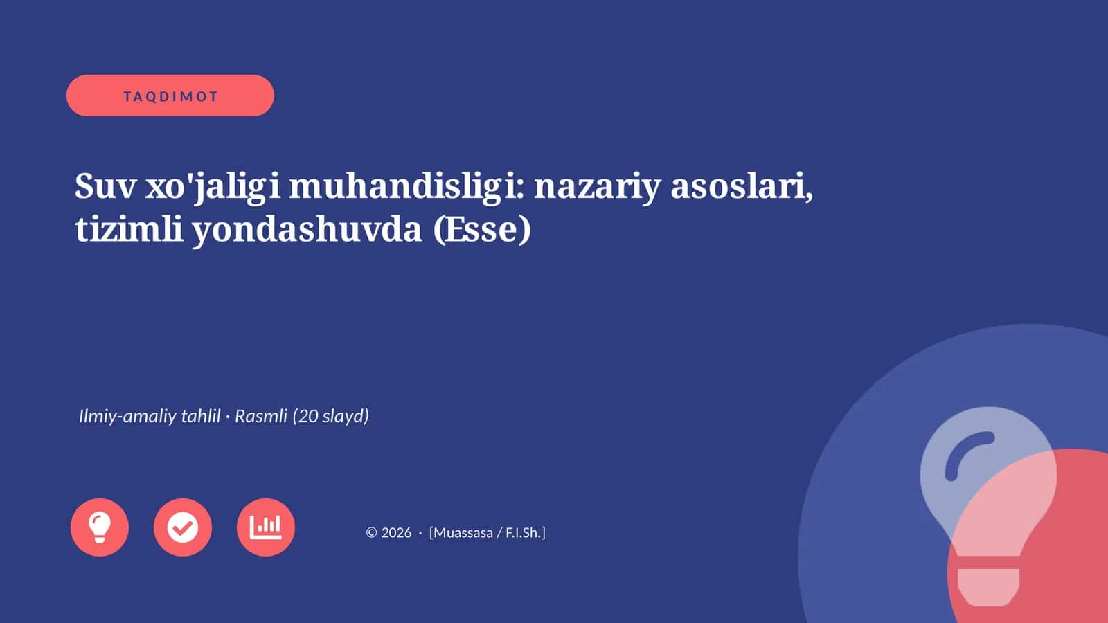 Suv xo'jaligi muhandisligi: nazariy asoslari, tizimli yondashuvda (Esse) 1