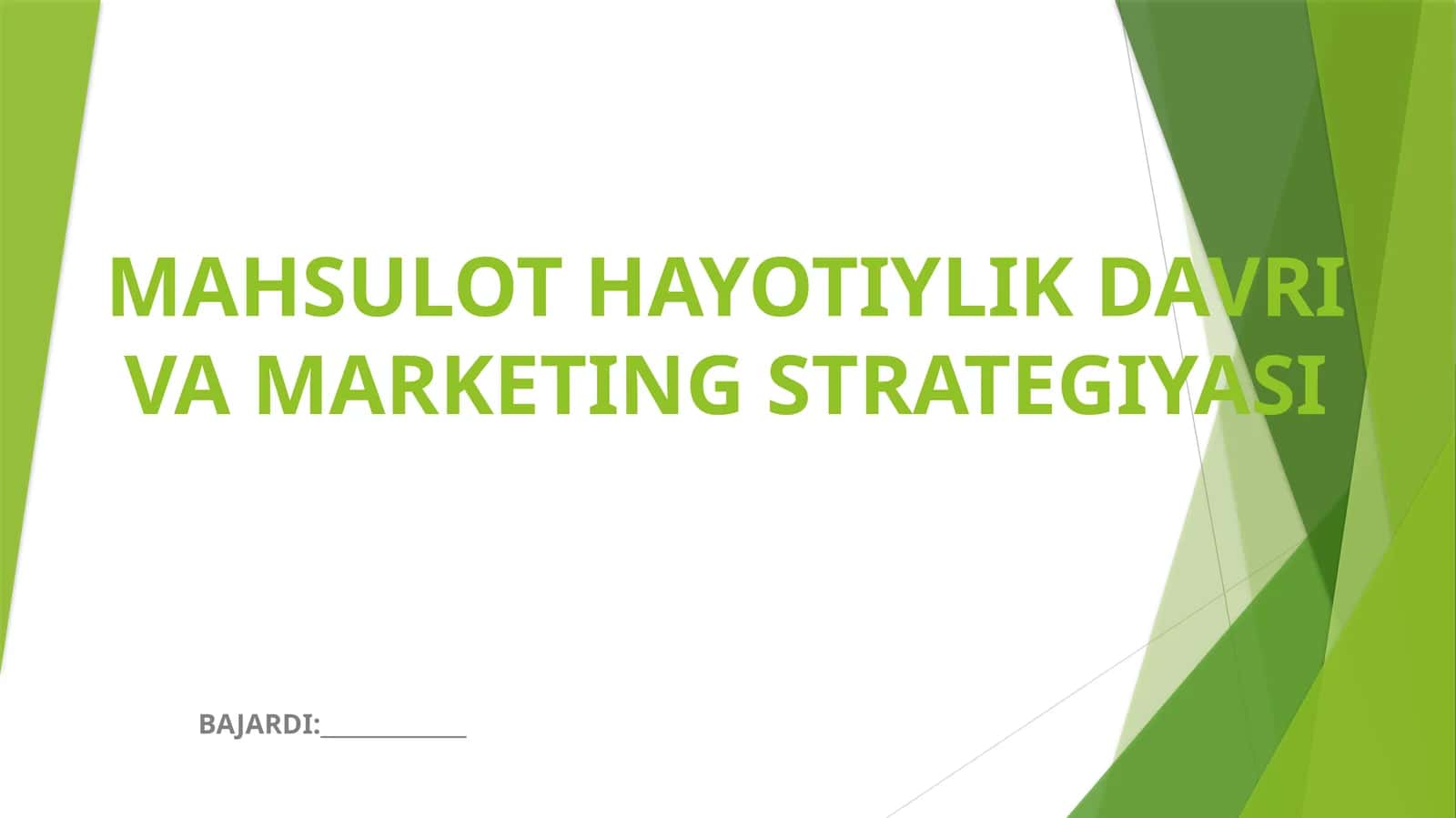 MAHSULOT HAYOTIYLIK DAVRI VA MARKETING STRATEGIYASI 1