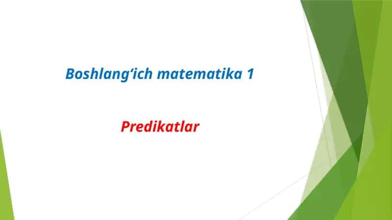 Predikatlar 1