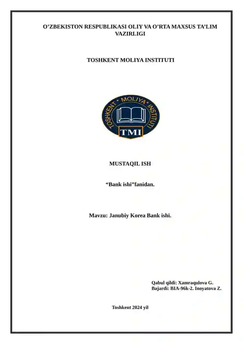 Janubiy Korea Bank ishi