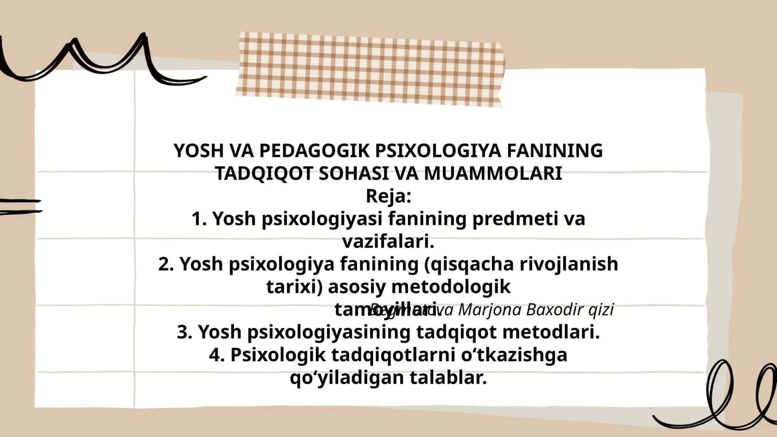 YOSH VA PEDAGOGIK PSIXOLOGIYA FANINING TADQIQOT SOHASI VA MUAMMOLARI 1