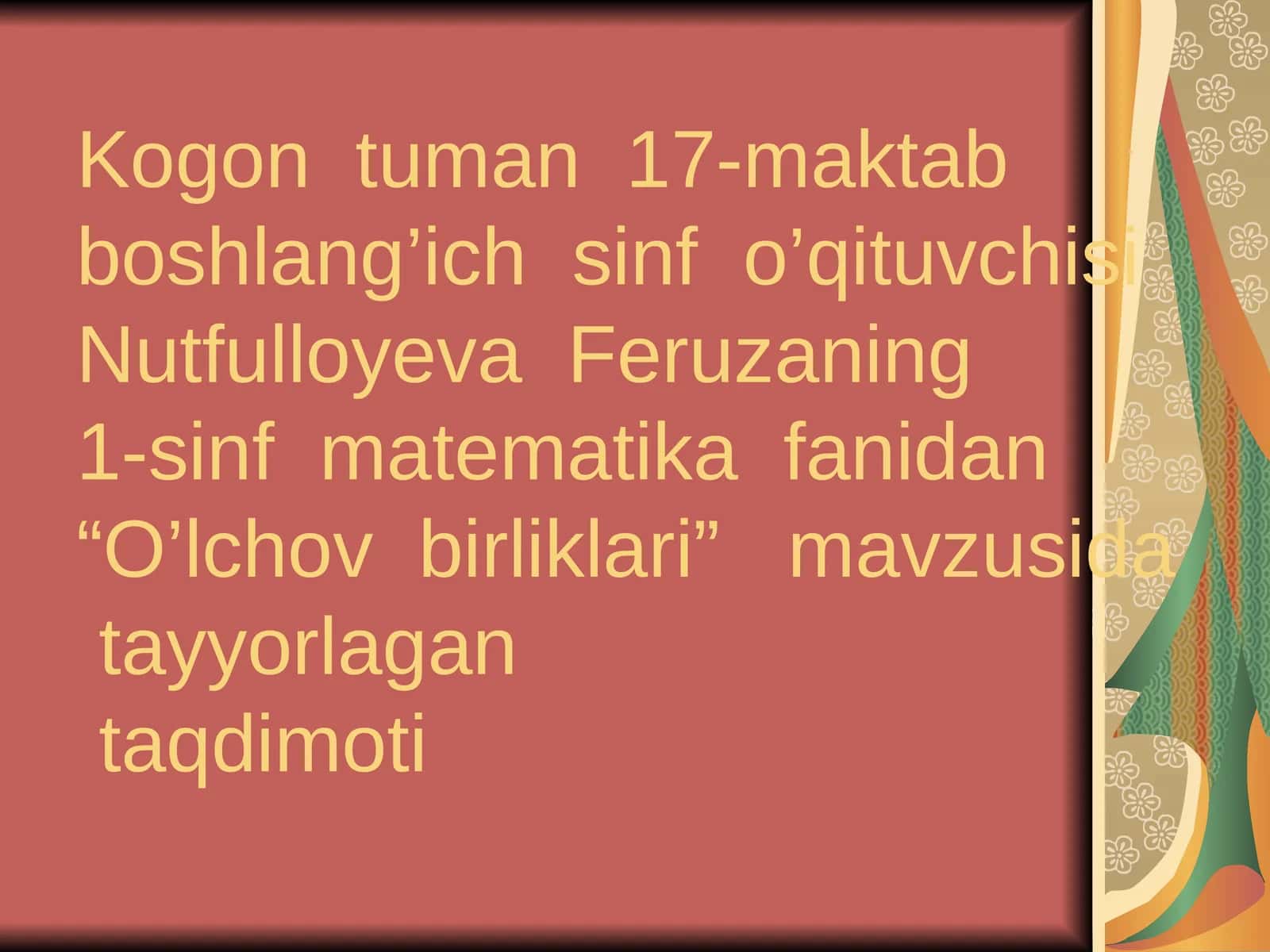 O'lchov birliklari 1