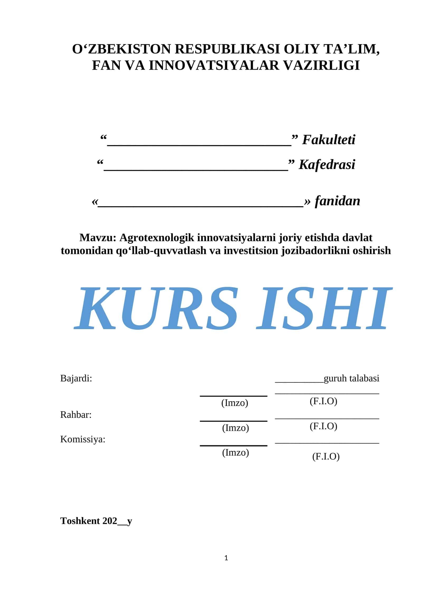 Agrotexnologik innovatsiyalarni joriy etishda davlat tomonidan qo‘llab-quvvatlash va investitsion jozibadorlikni oshirish 1