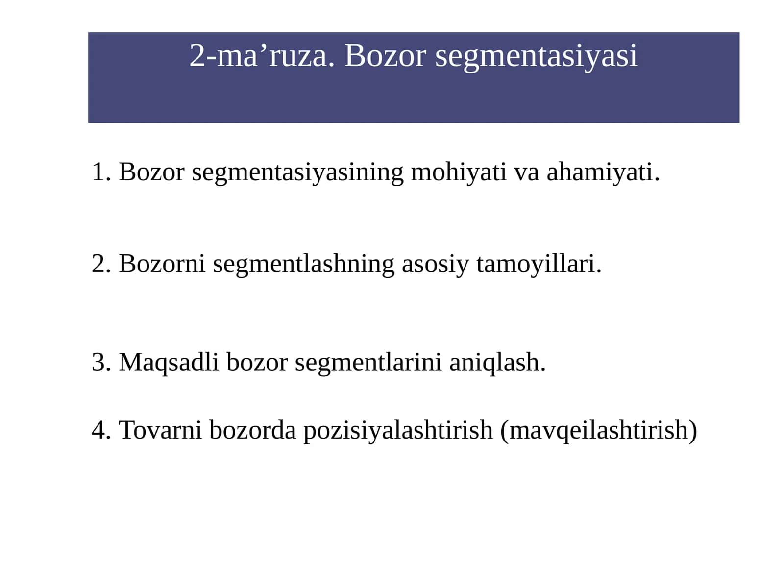 Bozor segmentasiyasi 1