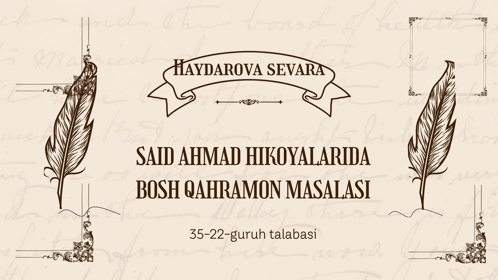 Said Ahmad hikoyalari 1