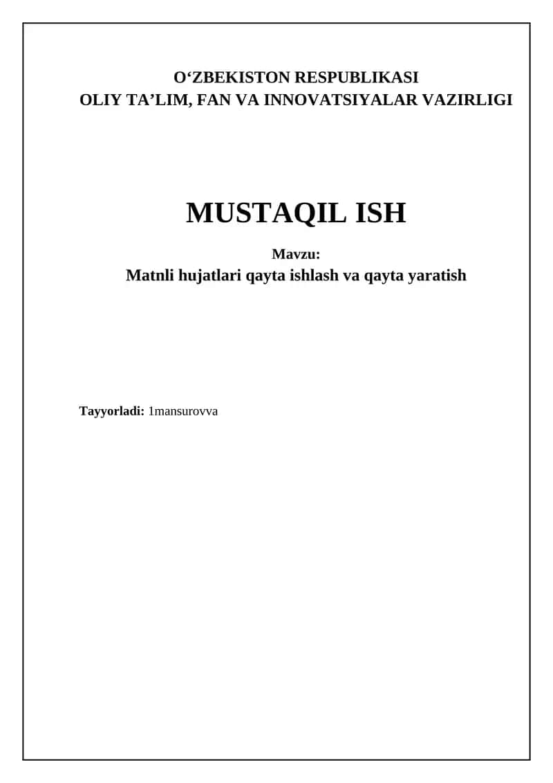 Matnli hujatlari qayta ishlash va qayta yaratish 1