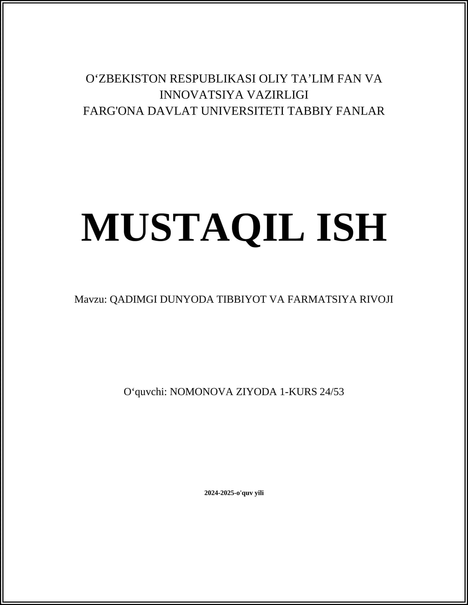QADIMGI DUNYODA TIBBIYOT VA FARMATSIYA RIVOJI 1