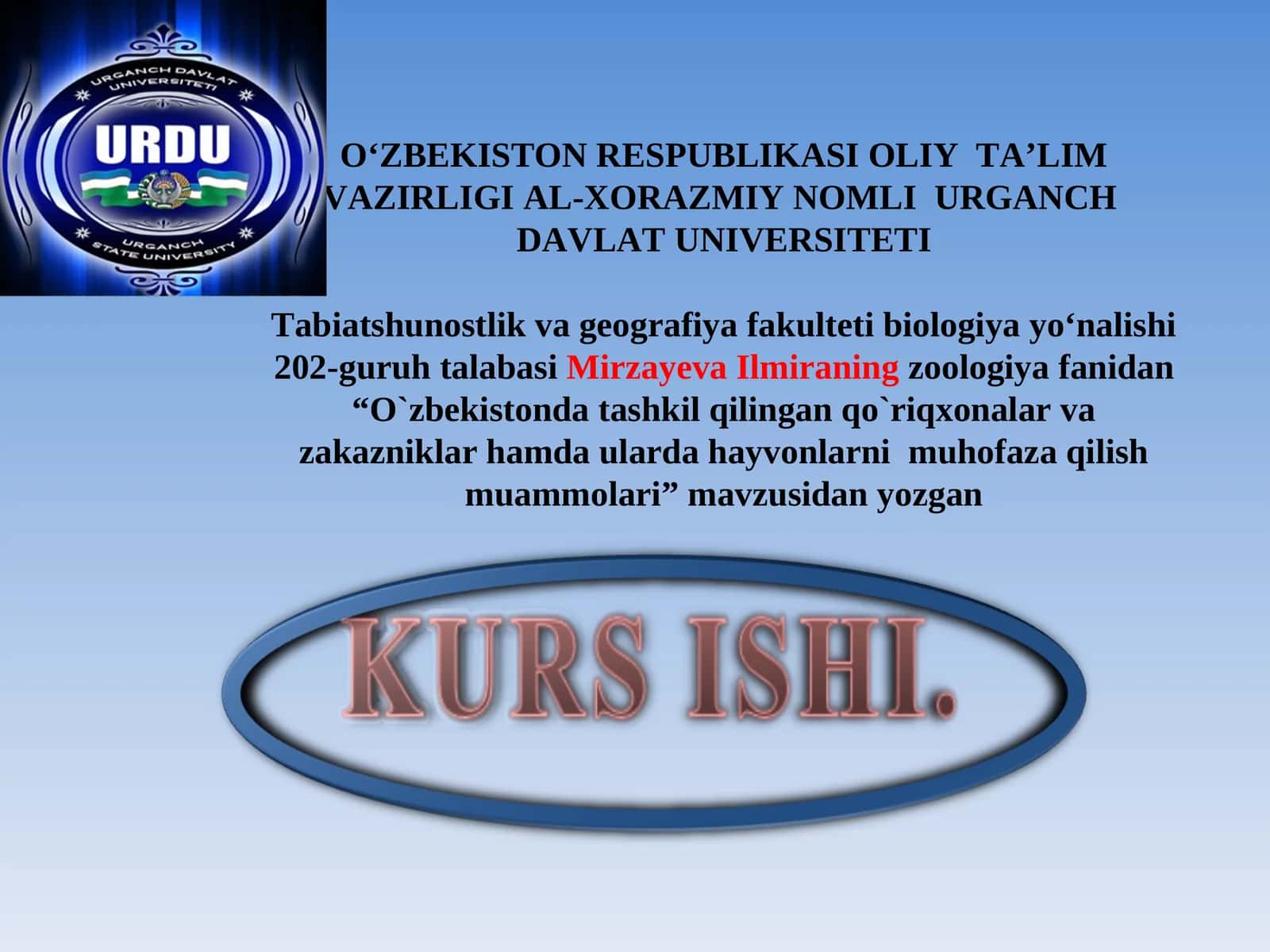O`zbekistonda tashkil qilingan qo`riqxonalar va zakazniklar hamda ularda hayvonlarni muhofaza qilish muammolari 1