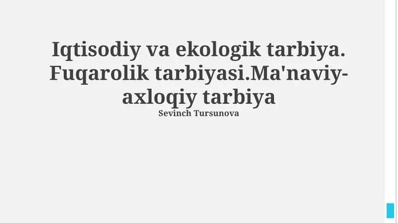 Iqtisodiy va ekologik tarbiya 1