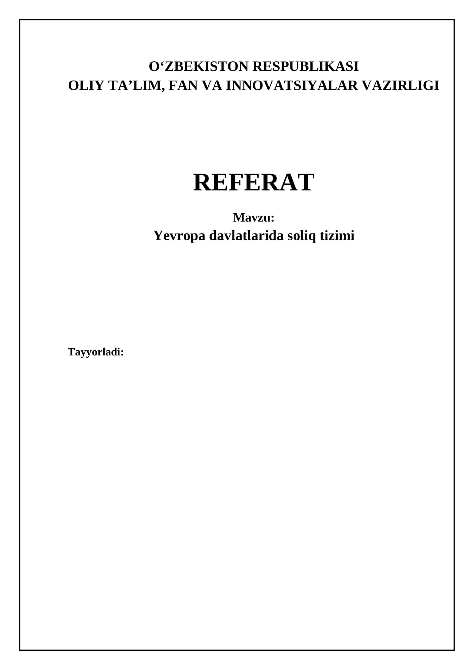 Yevropa davlatlarida soliq tizimi 1
