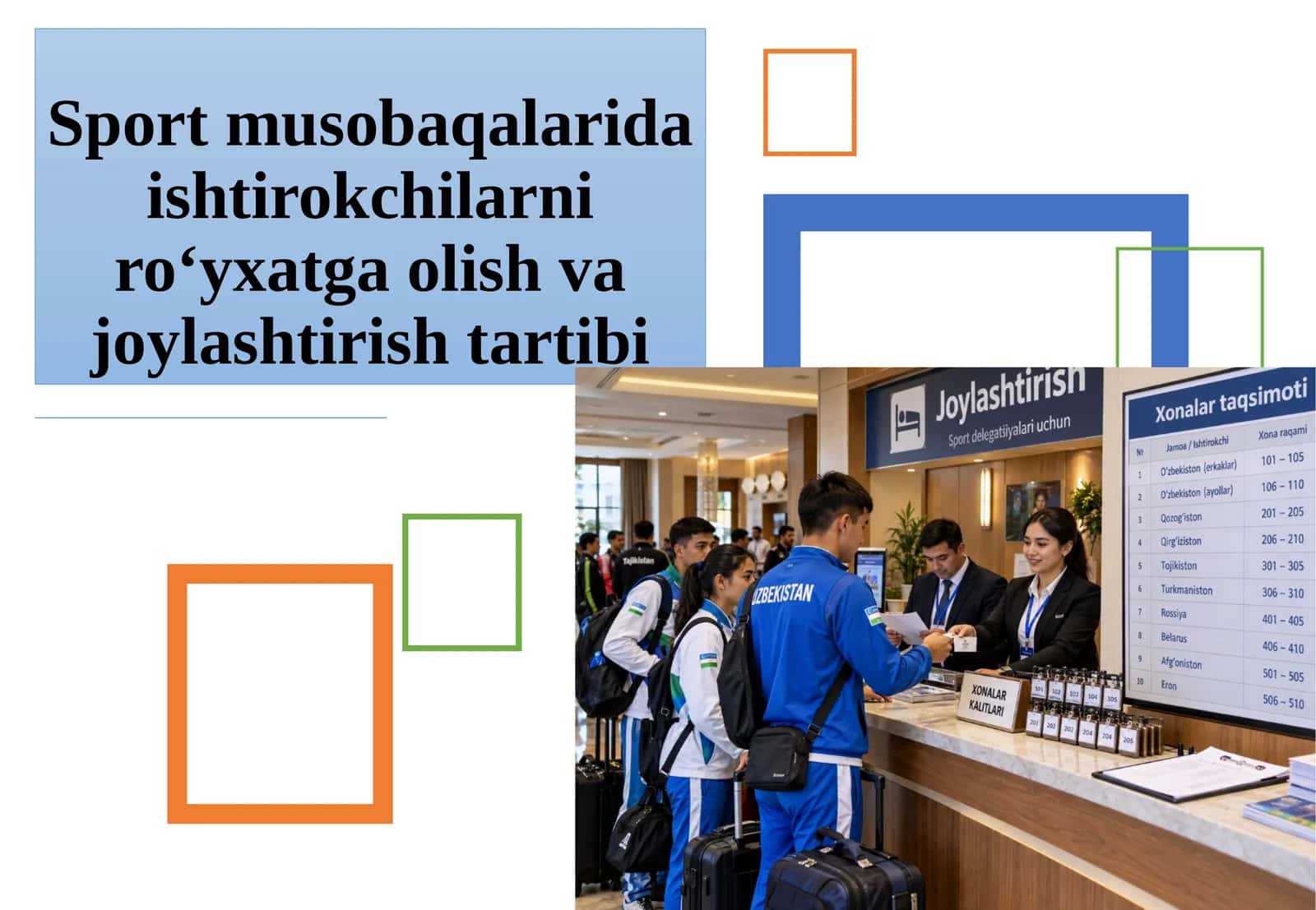 Sport musobaqalarida ishtirokchilarni ro‘yxatga olish va joylashtirish tartibi 1