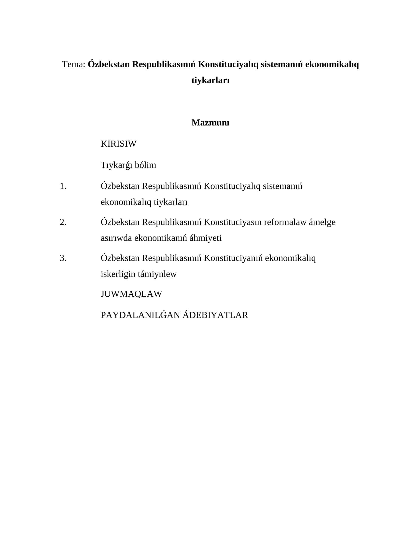 Ózbekstan Respublikasınıń Konstituciyalıq sistemanıń ekonomikalıq tiykarları 1