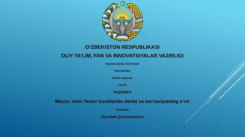 Amir Temur tuzuklarida davlat va maʼnaviyatning oʻrni 1