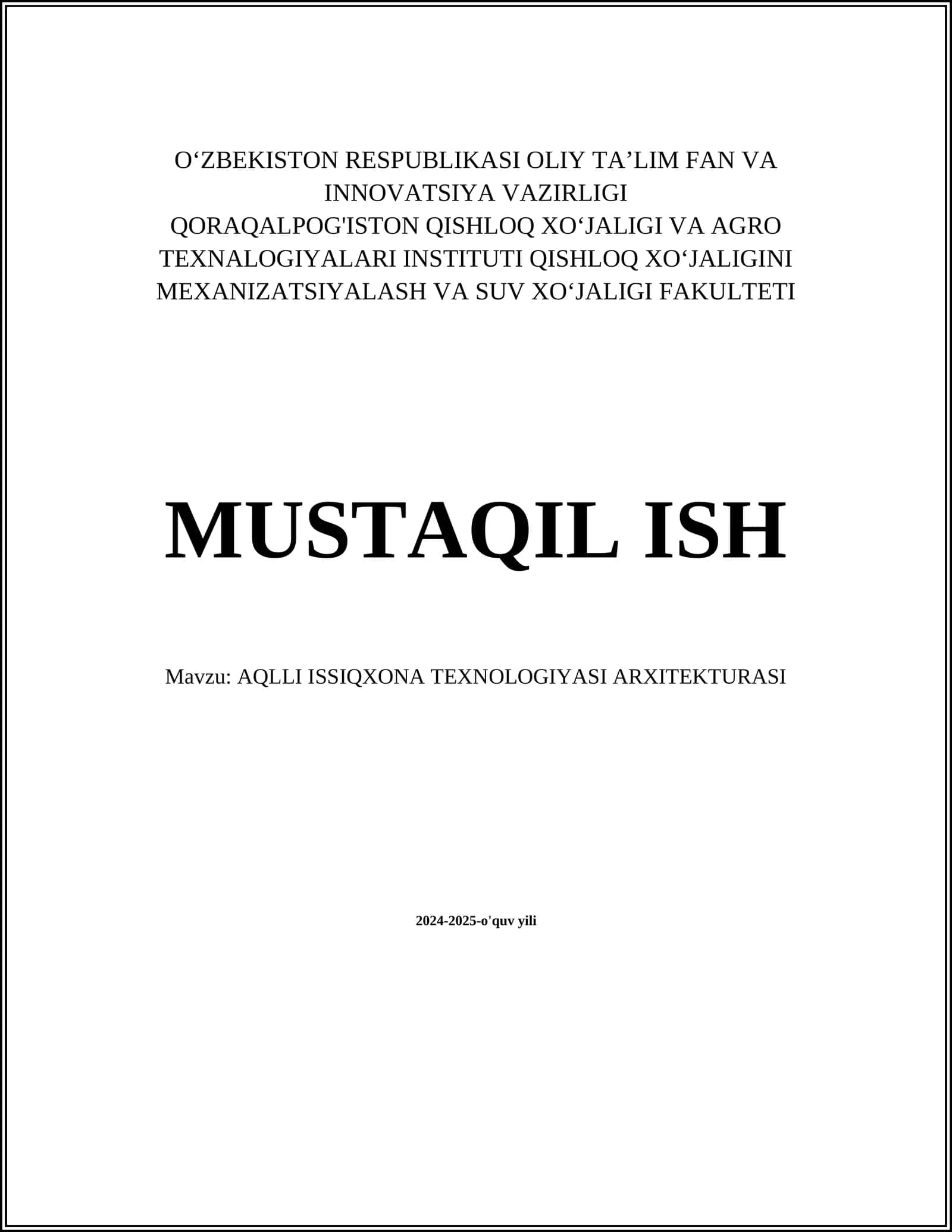 AQLLI ISSIQXONA TEXNOLOGIYASI ARXITEKTURASI 1