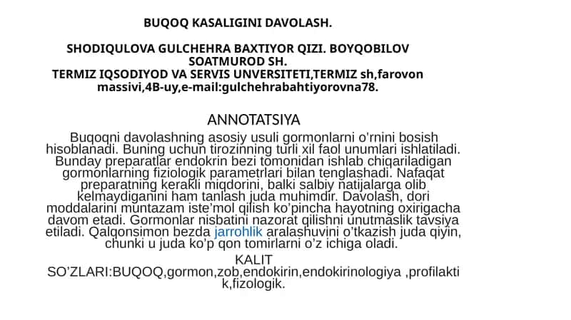 ShODIQULOVA GULCHEHRA BAXTIYOR QIZI 1