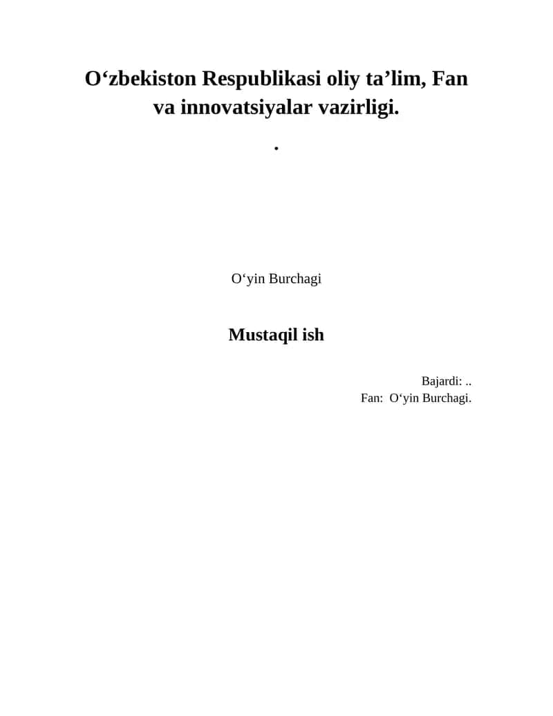 Oʻyin Burchagi 1