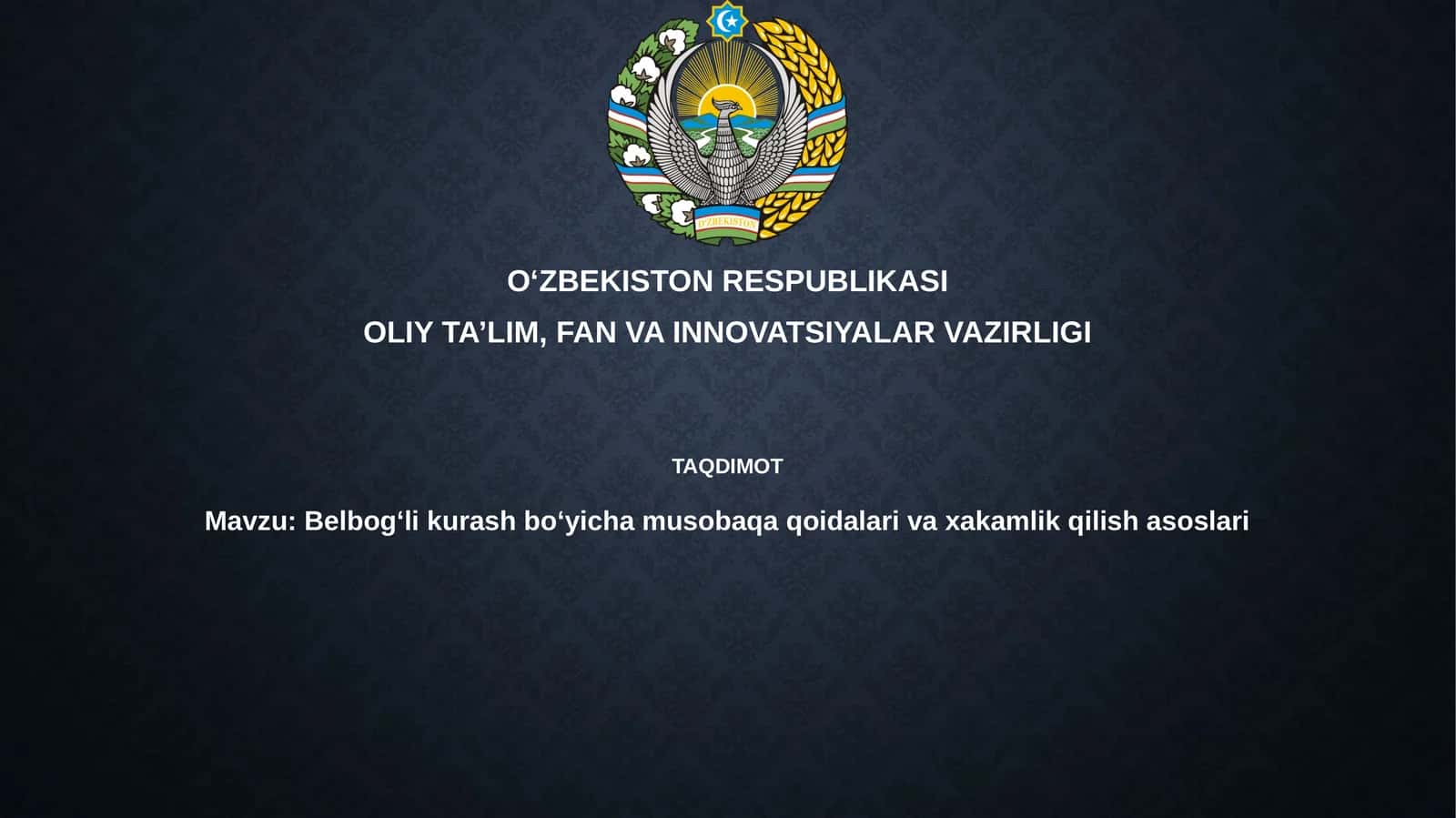Belbog‘li kurash bo‘yicha musobaqa qoidalari va hakamlik qilish asoslari 1