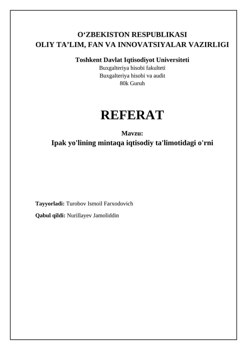 Ipak yo'lining mintaqaviy iqtisodiyotga ta'siri 1
