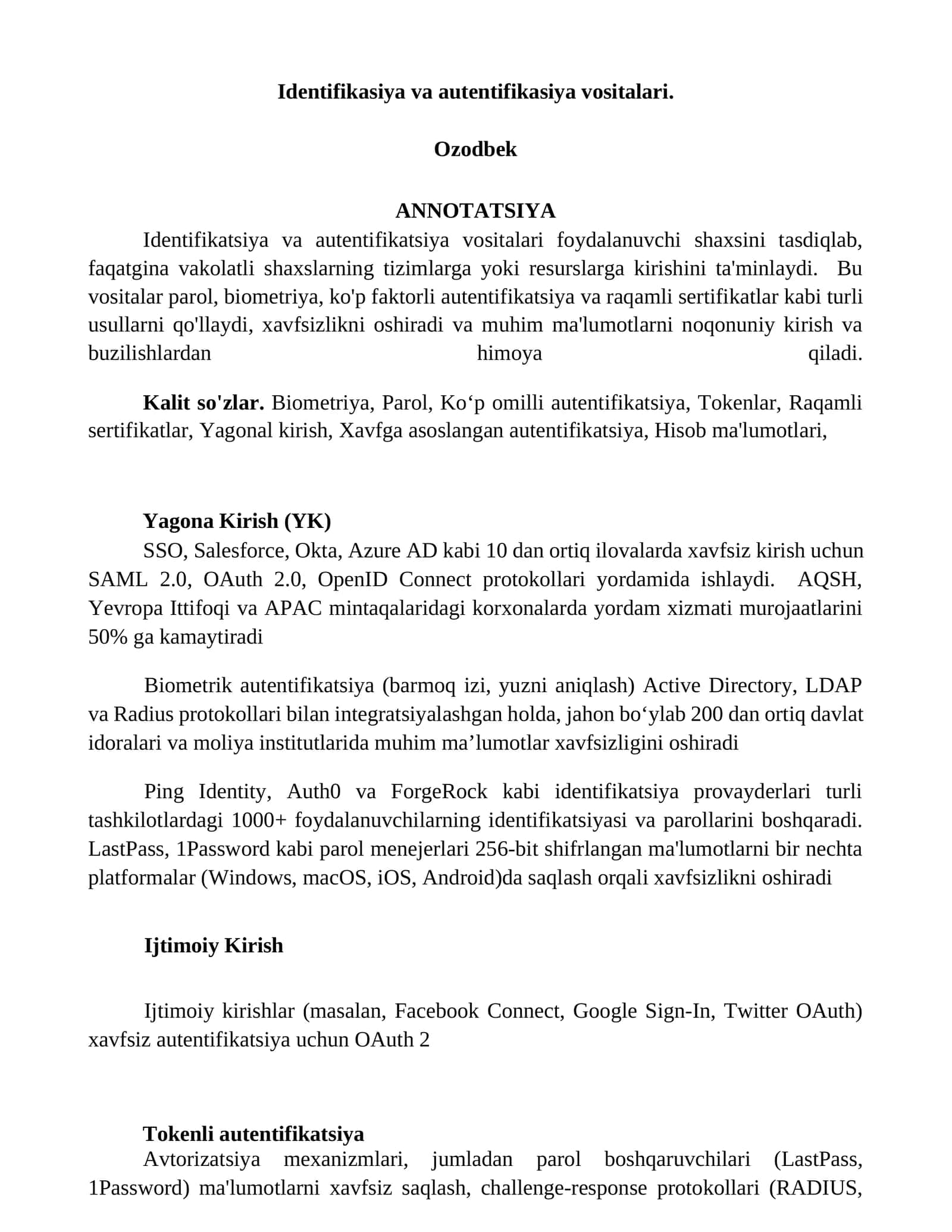 Identifikasiya va autentifikasiya vositalari 1