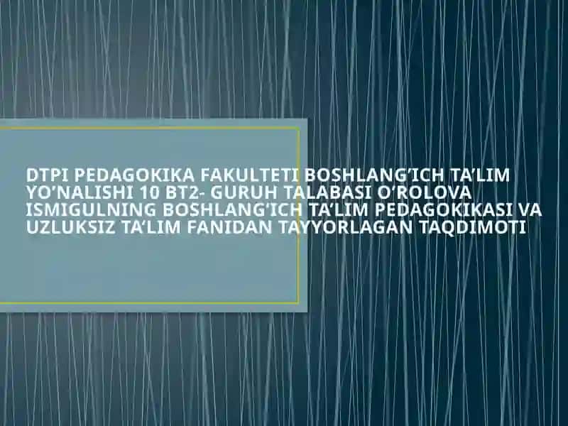 Boshlang’ich Ta’lim Pedagogikasi 1