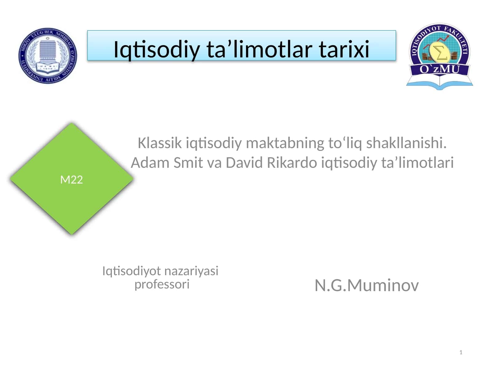 Klassik iqtisodiy maktabning to‘liq shakllanishi 1