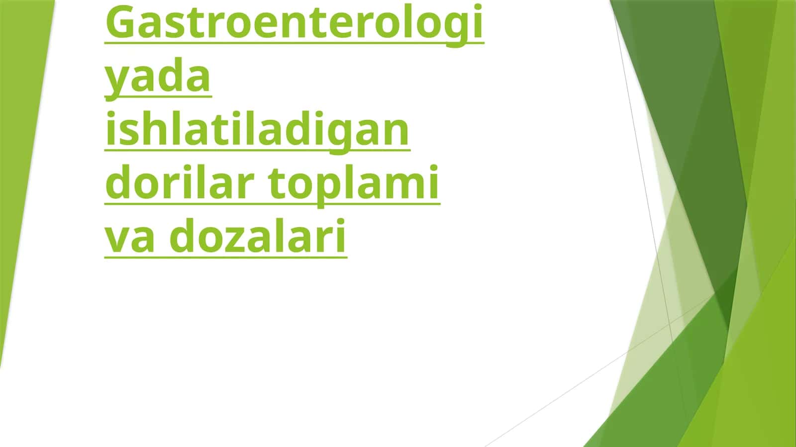 Gastroenterologiyada ishlatiladigan dorilarni to'plami va dozalari 1
