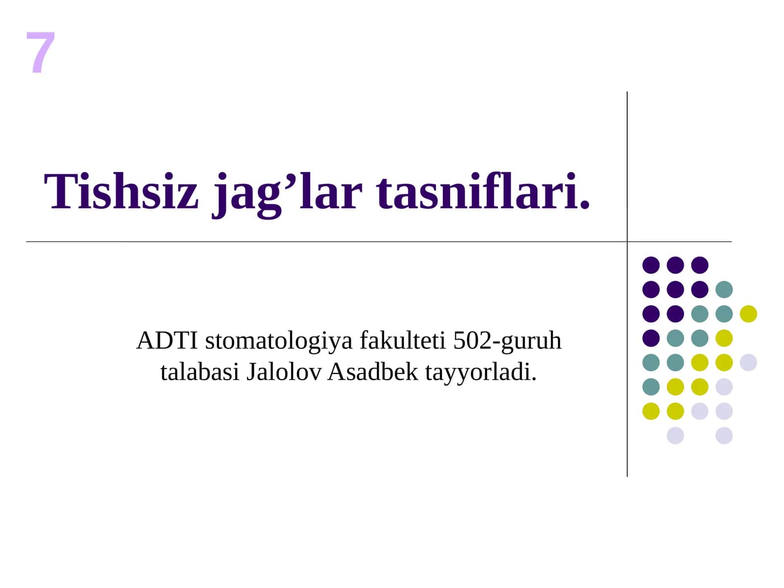 Tishsiz jag’lar tasniflari. 1